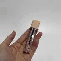 Récipient de brillant à lèvres carré rose mat plastique liquide ABS + AS vide emballage cosmétique de tube de brillant à lèvres 3.5ML