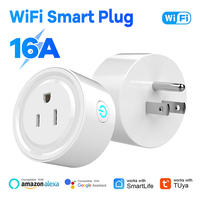 Prise intelligente WiFi Tuya 10A 16A norme américaine avec surveillance, contrôle à distance, minuterie, compte à rebours, contrôle de groupe, compatible avec Alexa et Google