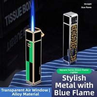 Mini briquet moderne créatif avec chambre à gaz visible, en métal haut de gamme, cadeau tendance pour petit ami, rechargeable et coupe-vent pour fumer des cigarettes