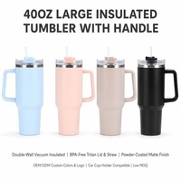 Kingze Tasse de voyage isolée en acier inoxydable de 40 oz avec logo personnalisé Tasse à café avec poignée et paille