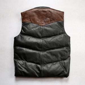 Gilets en cuir personnalisés pour l'hiver 2025 | Gilet en cuir <span class=keywords><strong>de</strong></span> vache avec rembourrage en duvet <span class=keywords><strong>de</strong></span> <span class=keywords><strong>canard</strong></span> | Gilet en cuir - Product Image 5