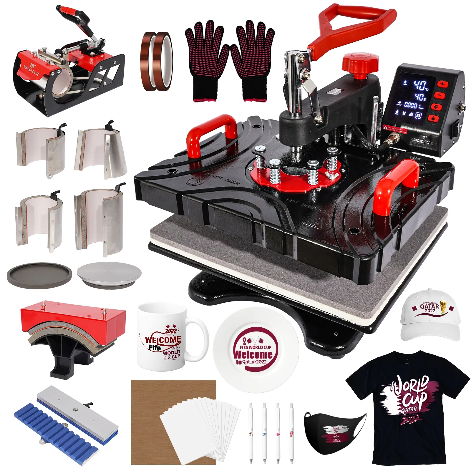 Multifunktion ale Combo 10-in-1-Heißpress-Sublimationsmaschine mit Becher platte Hut presse für T-Shirt