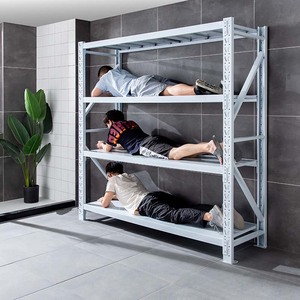 多層式ヘビーデューティーメタル収納棚ユニット（4層）、倉庫ラック用 - Product Image 1