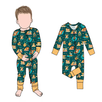 Combinaison pour bébé en fibre de bambou personnalisable avec imprimé animal mignon, pyjama pour bébé à manches longues, vente en gros