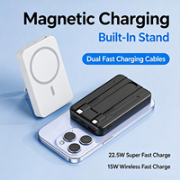 Power Bank Magnetik Nirkabel 10000mAh 22.5W Pengisian Cepat Kabel Ganda Terintegrasi Dudukan Lipat Pengisi Daya Portabel