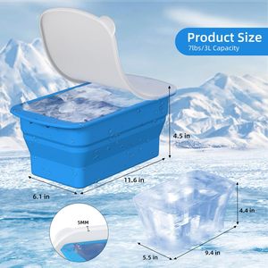 Moule à glaçons extra large 9.6 LB <span class=keywords><strong>Bac</strong></span> à glaçons en silicone avec couvercles <span class=keywords><strong>Bac</strong></span> à glaçons réutilisable et pliable <span class=keywords><strong>pour</strong></span> baignoire - Product Image 6