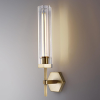 Applique Murale Hexagonale Moderne Américaine en Cristal, Lampe Murale en Laiton Doré, Luminaire Décoratif de Luxe pour Salon, Hôtel, Chambre à Coucher