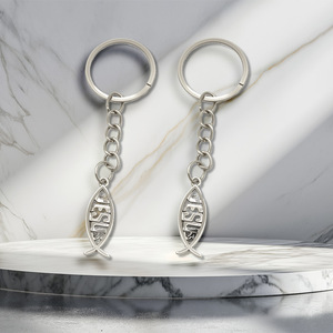 Recuerdos Religiosos <span class=keywords><strong>para</strong></span> <span class=keywords><strong>Bautizo</strong></span> PAFU, Regalos Cristianos, Llaveros con Forma de Pez de Jesús con Bolsa y Etiqueta de Agradecimiento - Product Image 5