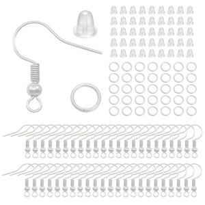 Diy <b>Earring</b> Set Ear <b>Hooks</b> Single Loops With Silicone Backs For <b>Earring</b> Making Multiple Colors Iron Plated Jewelry Findings - Product Image 2