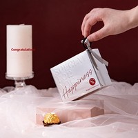 Grande Nouvelle Boîte Carrée Portable Rouge pour Bonbons et Cadeaux de Mariage et Fiançailles, Style Livre, Originale