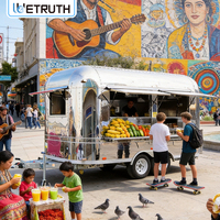Wetruth Chariot à café et camion-restaurant entièrement équipé, personnalisable, pour la vente de glaces et cuisine mobile pour festivals