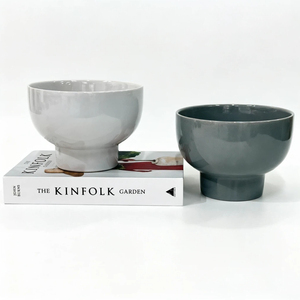 Nouveauté 2026 : Pots de fleurs en céramique blancs et gris clair en forme de bol <span class=keywords><strong>sur</strong></span> <span class=keywords><strong>pied</strong></span>, vente directe usine, pour plantes succulentes d'intérieur, décoration maison - Product Image 4