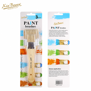 Xin Bowen Lot de 3 grands pinceaux en poils de porc naturels pour gesso, acrylique, huile, toile, apprêt, <span class=keywords><strong>vernis</strong></span>, colle et teinture - Product Image 2