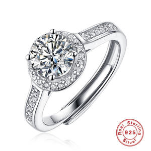 Bague CANNER 1 carat en argent S925 plaqué platine avec moissanite, modèle élégant pour femme, ajustable - Product Image 6