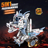Ensemble de blocs de construction STEM Dinosaures 5-en-1, Robot programmable télécommandé, Jouet modèle pour la créativité DIY des enfants