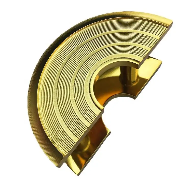 Customized Semi-circle solid aluminum carving half round gold plated interior door handle set