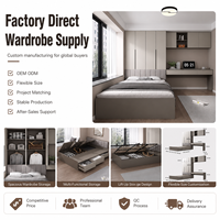 Lit de rangement gain de place avec armoire intégrée, tiroirs et étagères – Mobilier de chambre moderne – Fabricant OEM ODM
