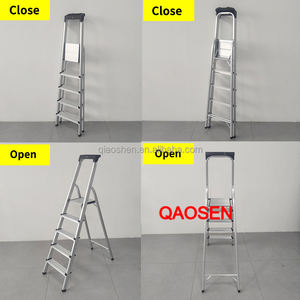 Черная складная алюминиевая лестница-стремянка для склада и дома, 2-8 ступеней, с поручнями, современный дизайн, нагрузка до 150 кг - Product Image 3