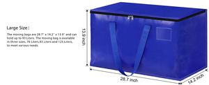 Sacs de déménagement HomeHacks, robustes, avec fermetures éclair et poignées résistantes, pliables, capacité de rangement de 93 L, lot de 2, bleu - Product Image 2