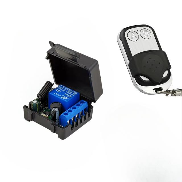 Wireless 433MHz 12V Relay Switch Module 1 Channel RF Remote Control Receiver with 2 Remotes for Garage & Gate Applications