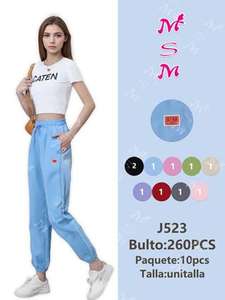 Pantalones Deportivos Caten para Mujer, Color Azul Claro, Cintura Alta, Cordón Ajustable, Largos, Color Sólido, Bolsillos Laterales, Transpirables, Corte Regular, Primavera - Product Image 3