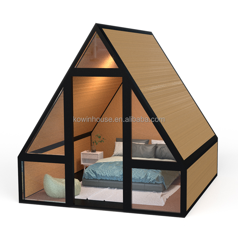 Cabines minúsculas Casa Móvel Camper Villa Kit Triângulo Casas Cabine Estrutura Aço Prefab A Frame Cabine