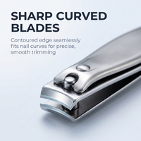 Coupe-ongles professionnels à levier large et arrondi, repose-pouce plat, en acier inoxydable brossé, option logo personnalisé, pour ongles épais des doigts et des orteils