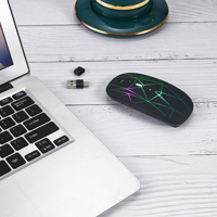 Souris sans fil rechargeable avec rétroéclairage LED Mackbook USB C 2.4G avec récepteur USB et Type C 2 en 1