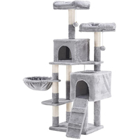 Arbre à chat en bois avec griffoir, hamac, tour et maison, en peluche grise, livraison gratuite depuis l'usine chinoise