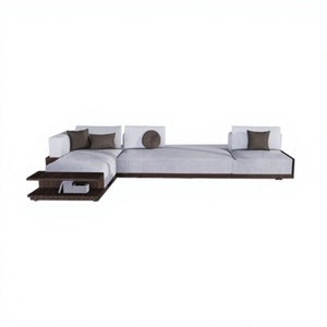 Modern Sectional <b>Sofa</b> L Shaped Living Room Couch Upholstered Corner <b>Sofa</b> with Dark Wood Base - Product Image 1