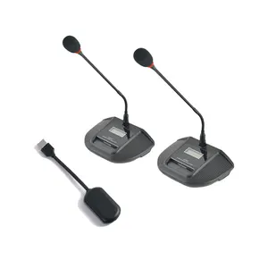 Microphone de bureau sans fil pour conférence UHF Microphone numérique à col de cygne à 2 canaux professionnel sans fil
