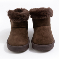 Bottes d'hiver en daim personnalisées pour enfants, bottes de neige d'extérieur marron unies chaudes et douces pour tout-petits, doublure en peluche antidérapante