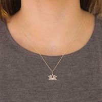 Gemnel hecho a mano 14K oro 925 Plata Pave Cz Lotus diamante mujeres accesorios collar