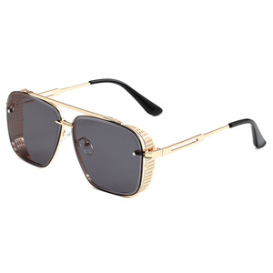 Lunettes de <span class=keywords><strong>soleil</strong></span> métalliques de haute qualité, style steampunk, dorées, <span class=keywords><strong>miroir</strong></span>, carrées, à dessus plat, pour hommes - Product Image 2