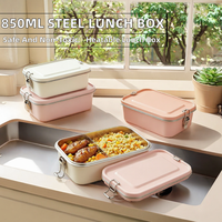 Boîte à lunch portable de 850 ml en acier inoxydable 304 sans BPA, réchauffable, avec couvercle en acier inoxydable pour une conservation optimale des aliments