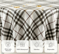Nappes jetables en plastique PEVA imperméables à motif losanges noirs pour table à manger – Style facile – Vente en gros
