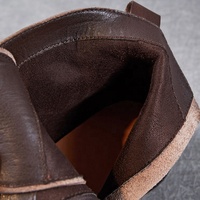 Bottes d'équitation thermiques pour femmes en cuir véritable, marron et noir, à talon étrier, semelle en caoutchouc, style mode, pour le travail, été et automne, à tige unique