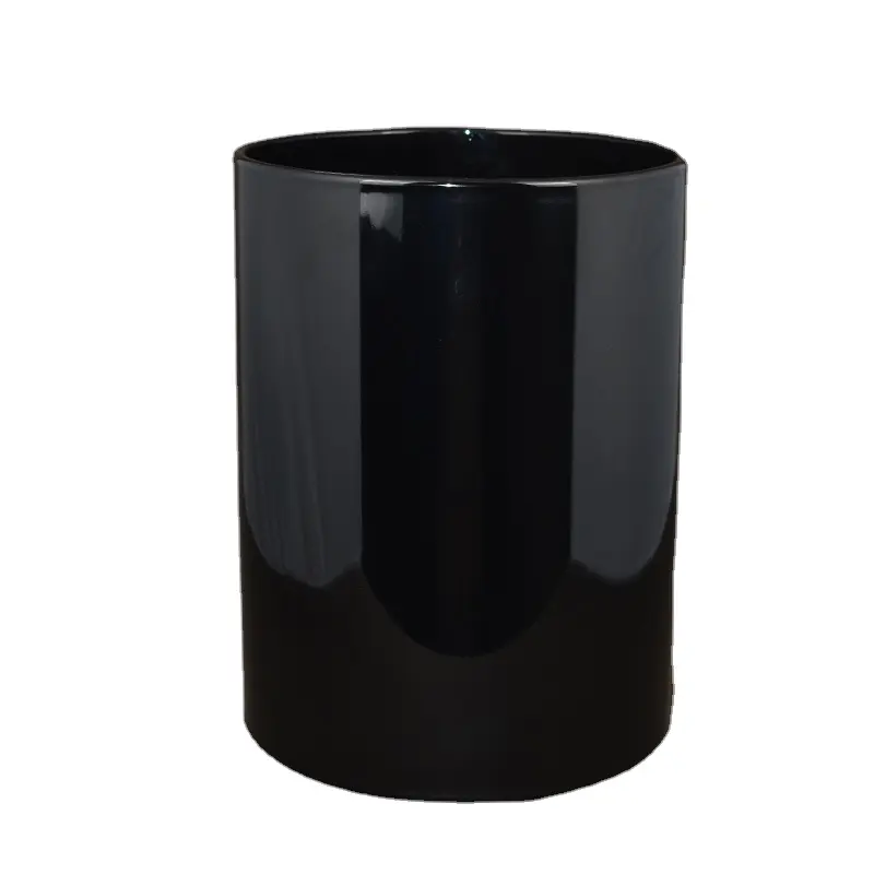 Black Glass Open Ended Glass Candle Holder Cylindrical Vase Open Glass Shade