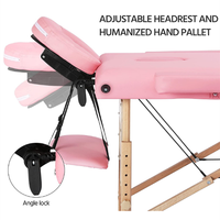Table de massage facial professionnelle pliable et portable pour salon de beauté, réglable, en bois rose, pour spa et extensions de cils