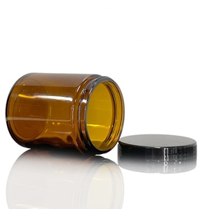 Wholesale Custom Logo 1oz-16oz Clear Amber Straight Side Glass Skin Care & Eye Cream Jars with Black Lid - Product Image 6