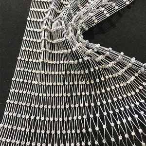 S134 Wholesale Stretch <strong>Elastic</strong> Mesh Fabric Gold and Silver <strong>Crystal</strong> Rhinestone Mesh <strong>Trim</strong> - Product Image 3