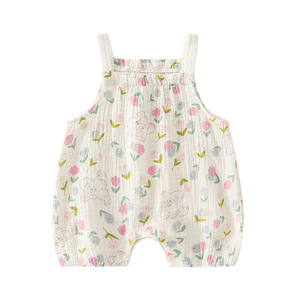 Combinaison pour bébé fille à imprimé floral, en coton gaze, body d'été, tissé fin, une pièce - Product Image 5