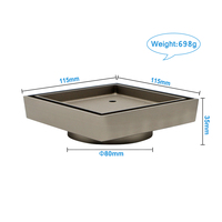 Siphon de sol carré en laiton nickelé poli pour salle de bain, avec insert de carrelage dissimulé, pour douche
