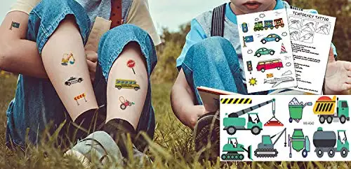 Temporäre Tätowierung für Kinder Auto Tattoo Aufkleber ungiftig Cartoon Thema Körper Tattoos für Kinder Jungen Mädchen Geburtstags feier