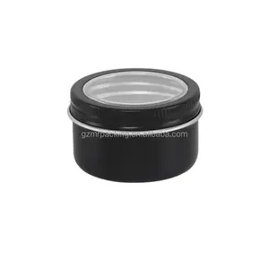 50ml matte black aluminum tin jar cosmetics jar with window