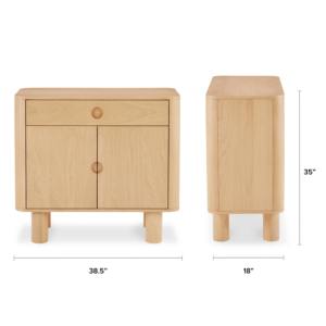 Buffet Japandi Premium en Chêne <span class=keywords><strong>Naturel</strong></span>, 38,5 Pouces, <span class=keywords><strong>Panneaux</strong></span> Latéraux Arrondis, 1 Tiroir, 2 Portes, Meuble de Rangement de Luxe pour Salle à Manger - Product Image 6