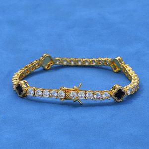 Pulsera de tenis de circonita con trébol de cuatro hojas, estilo hip-hop, de alta gama, estilo Ins, de moda urbana europea y americana, personalizada para hombre - Product Image 3