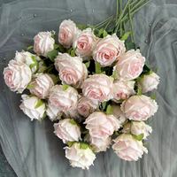 Rose artificielle en soie peinte à la main, 3 têtes, 65 cm, pour décoration de mariage, Noël, maison - Réaliste et longue durée