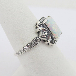Cross Border Style Women's <b>Ring</b> <b>Silver</b> <b>Opal</b> Inlaid Geometric Shape Bezel Setting Fashion Jewelry Gift - Product Image 3