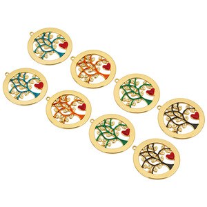 Amuleto del Árbol de la Vida de Acero Inoxidable con Diseño de Corazón Hueco para Collar, Pendientes, Llavero, Regalo, Accesorio de Joyería Unisex - Product Image 5